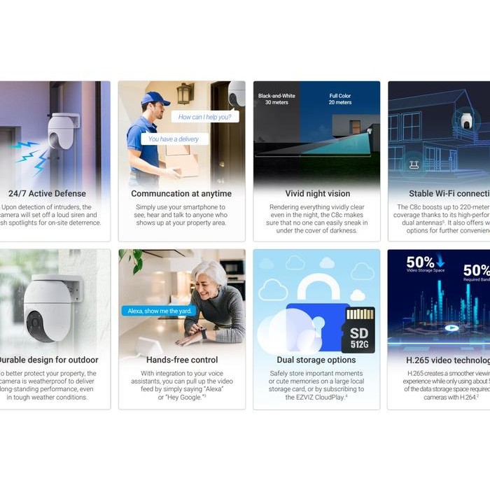 x3ad- Ezviz C8C Smart Home Outdoor Cctv Wifi Ip Camera Auto Tracking