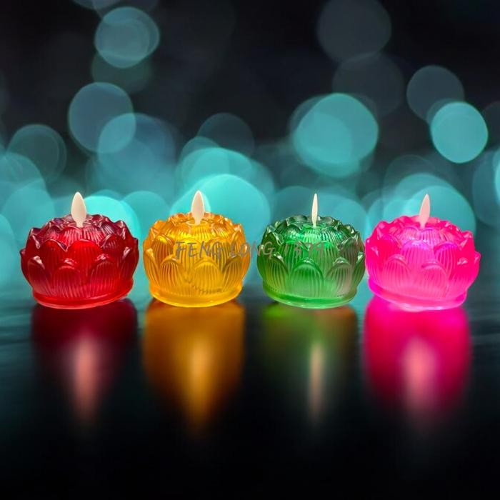 Lampu Lilin Puja / Sembahyang Kristal LED Daya / Tenaga Baterai