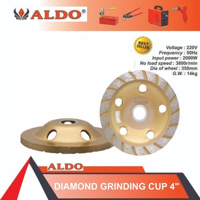BisaDiantar- Aldo Mata Gerinda Mangkok Poles 4" Diamond Grinding Cup Wheel Turbo