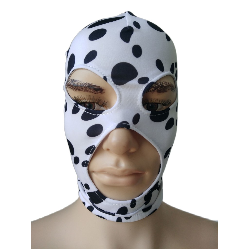 Kids Halloween Mask Cosplay Costumes Spandex Hood Black And White Spots Zentai Costumes Party