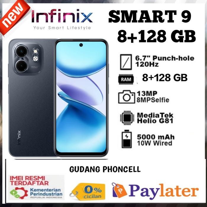 JaminMutu- Infinix Smart 9 Ram 8+128 Gb Garansi Resmi 1 Tahun (Imei Terdaftar)