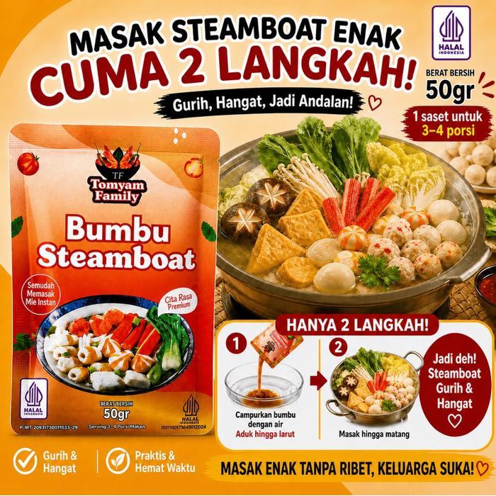 Tomyam Family Paket Bumbu Masak Instan Kuah Premium Halal Isi 3 Sachet Bumbu Tomyam Steamboat Sop