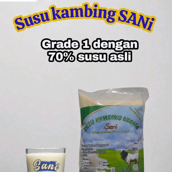 Susu Kambing Rasa Plain 1000Gram Tanpa Tambahan Gula, Susu Kambing Etawa Sani Susu Aslinya 70% Grade
