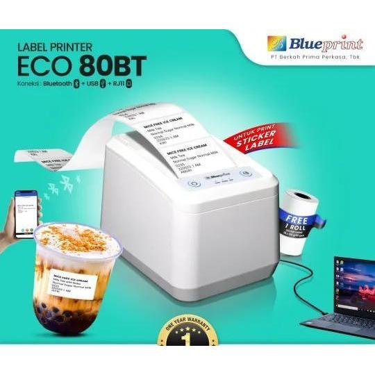 Printer Thermal Label Stiker BLUEPRINT BP ECO 80BT USB + Bluetooth