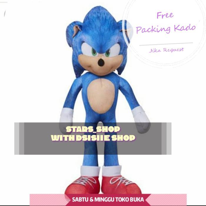 NEW SONIC THE HEDGEHOG 2 THE MOVIE SONIC PLUSH 13" ORIGINAL / BONEKA SONIC