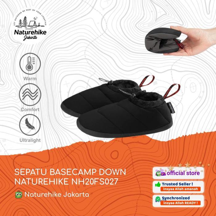 BASECAMP DOWN NATUREHIKE Sepatu Camping Bulu Angsa Ringan untuk Hiking dan Outdoor - S, Coklat NATUR