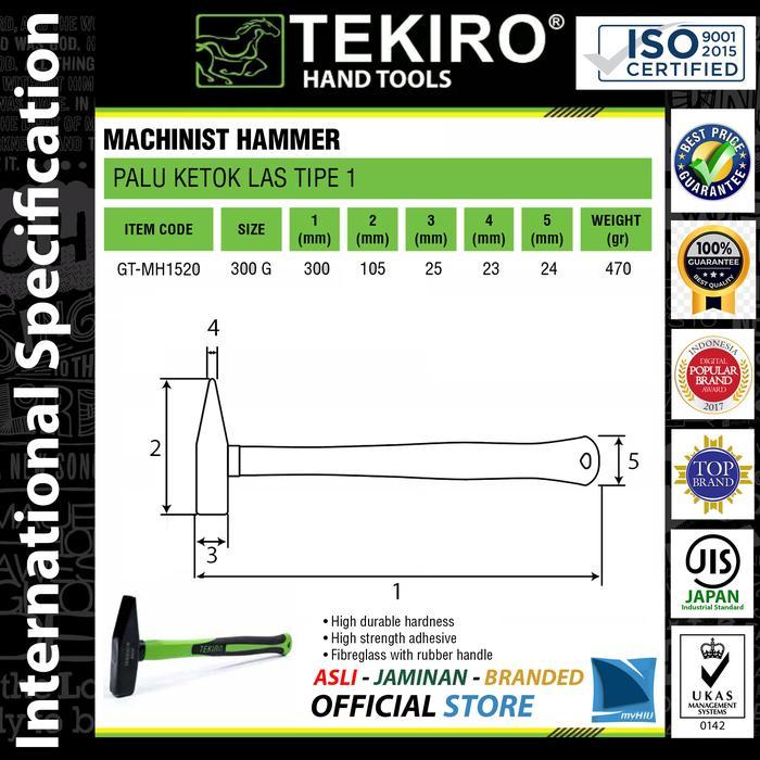 Palu Masinis 300 Gram Martil Bodem Tumpul & Lancip - Machinist Tekiro