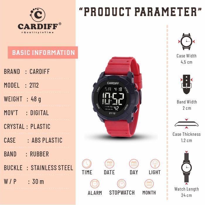 CARDIFF LCD 2112 Jam Tangan Pria Sport Water Resist