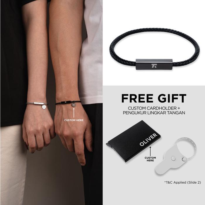 MURAH Kuze Original Gelang 316L Stainless Steel Collection-Berkley Bracelet Hitam & Silver Anti