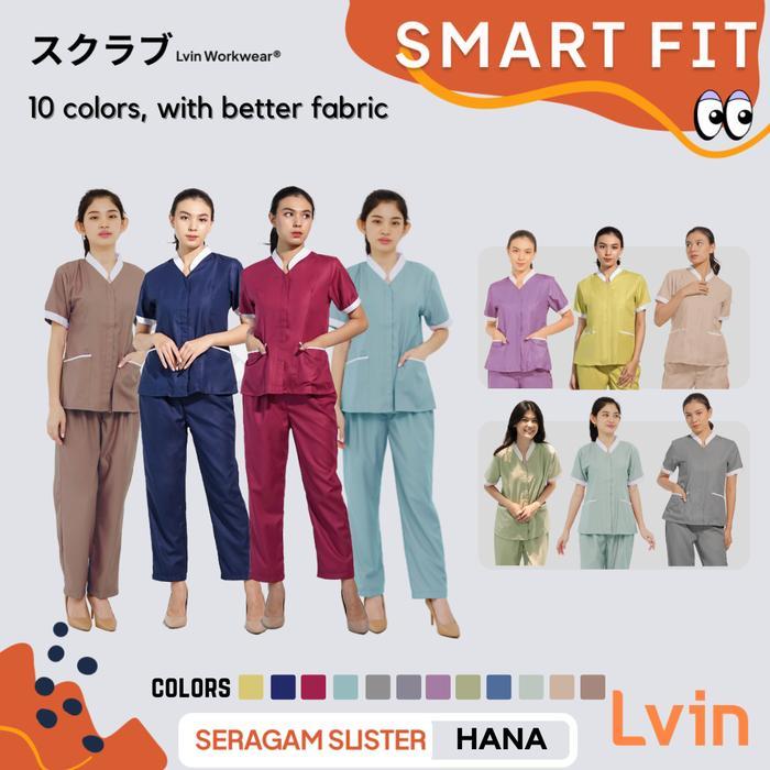 Lvin Baju Seragam Suster Hana Series / Nanny Uniform/Seragam Klinik / Baju Jaga Oka / Seragam