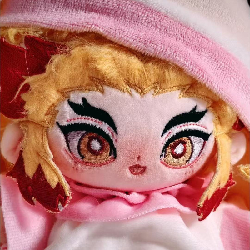 20cm Anime Demon Slayer Rengoku Kyoujurou Figures Kawaii Cosplay Soft Plush Doll Body with Ear Tail