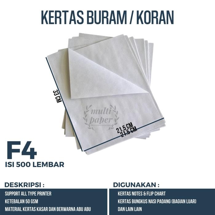 

NEW PRODUK KERTAS BURAM F4 ISI 500 LEMBAR / KERTAS FLIPCHART / KERTAS KORAN F4 WARUNG ARA67