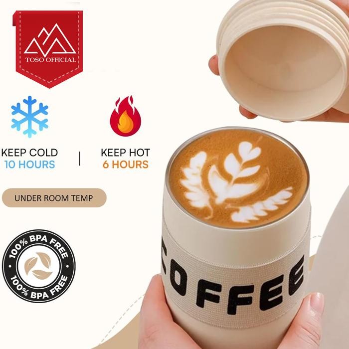 TUMBLER KOPI AESTHETIC BOTOL MINUM KOREA HANDLE STRAP TERMOS ESTETIK DENGAN TALI VACUUM THERMOS