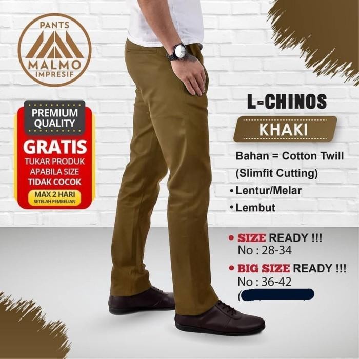 MALMO 100% Ori Celana Chinos Panjang Pria Jumbo Slimfit 36 38 40 42 44