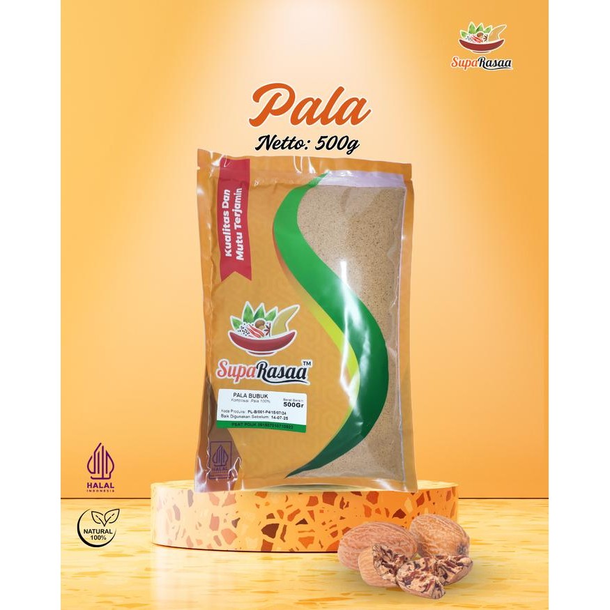 

ORIGINAL SupaRasaa Pala Bubuk 500gr - 100% Murni Tanpa Kimia Pengawet Pewarna & MSG - Rempah Alami