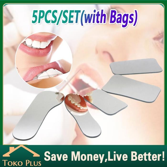 5Pcs/set Dental cermin intraoral kaca intra oral rhodium mirror