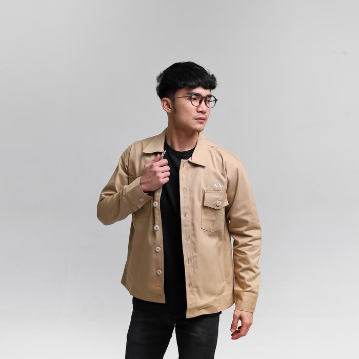 Pilihan- Ineat Zaku Trucker Jacket Cream - Jaket Outer Pria