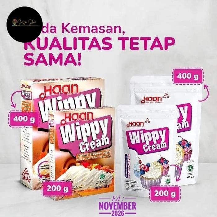 

Pilihan- Haan Wippy Whippy Whipped Cream Toping Bubuk Instan Powder 400 200 Gr