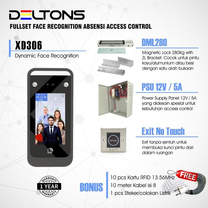 Pilihan- Fullset Smart Face Recognition Deltons Access Control Door Em Lock