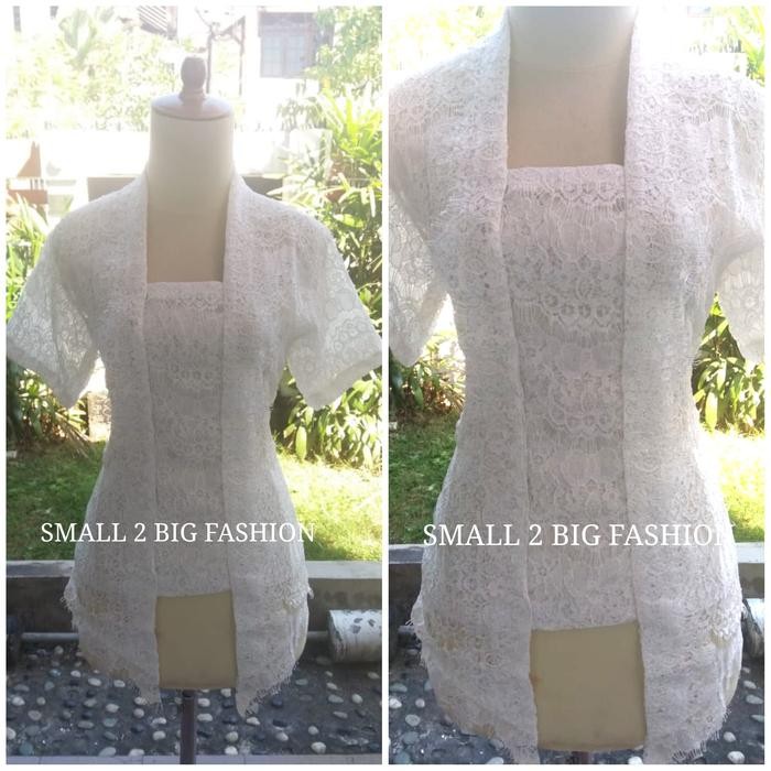 kebaya wisuda brokat / kamisol longtorso muslim / kebaya putih / batik