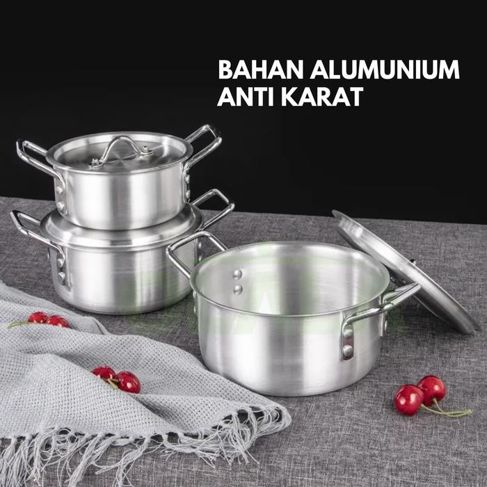 CodPanci Set 7 Susun Aluminium Tebal 14Cm, 16Cm, 18Cm, 20Cm, 22Cm, 24Cm, 26Cm Aluminium Cooking Pot
