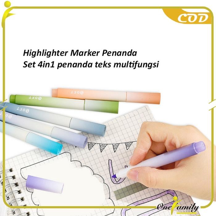 

New COD OFM A55 Highlighter Pastel Penanda Teks Set 4in1 Alat Tulis Sekolah Stasionary Import
