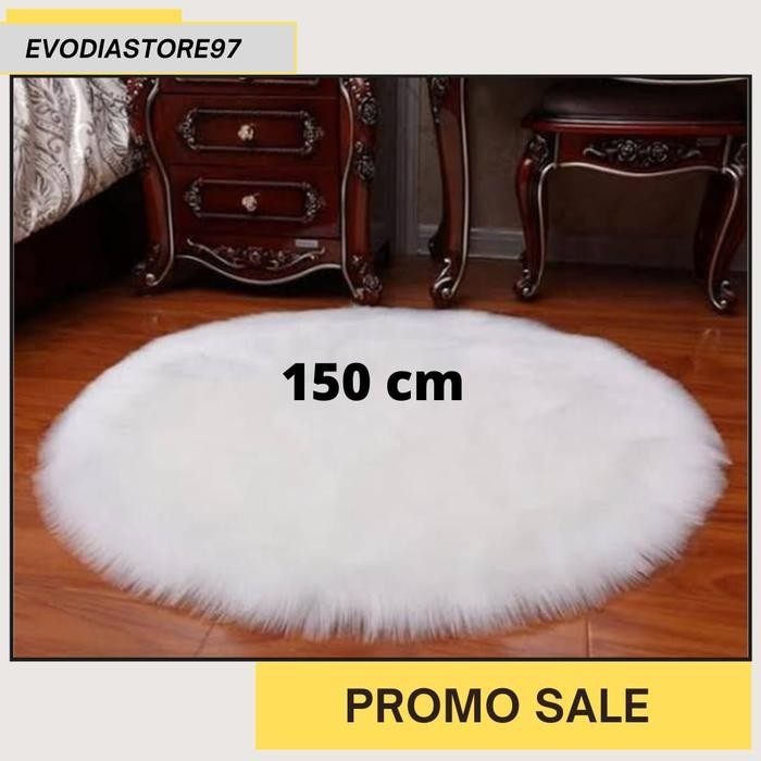karpet bulu bulat 150 cm, alas lantai bulu bulat lembut, tikar bulu