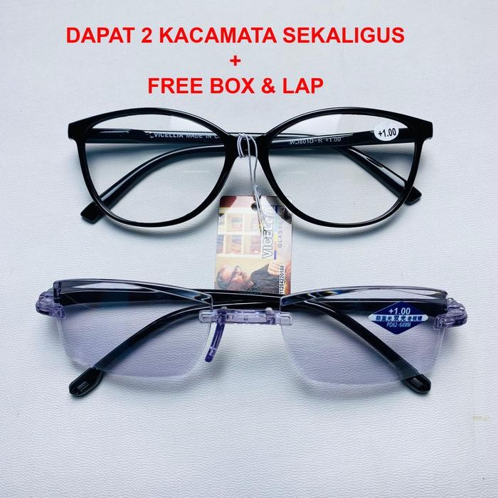 Pilihan- Kacamata Baca Plus & Jalan Frame Cats Eyes Mata Kucing Double Fokus Anti Radiasi Blue