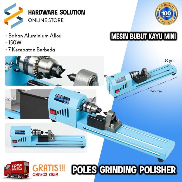 Mesin Bubut Kayu Mini Poles Grinding Polisher DIY 150W Woodworking