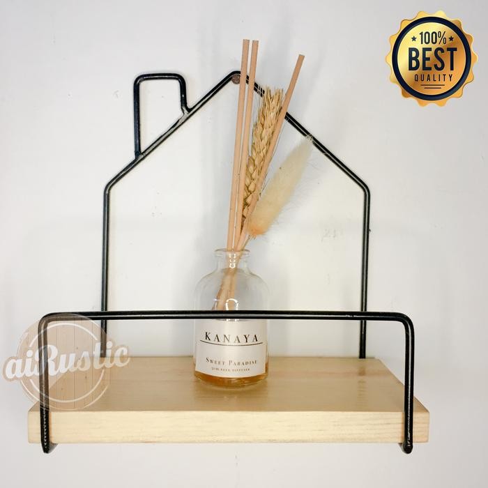 Rak dinding besi aiRustic bentuk rumah rak dinding dekorasi rumah