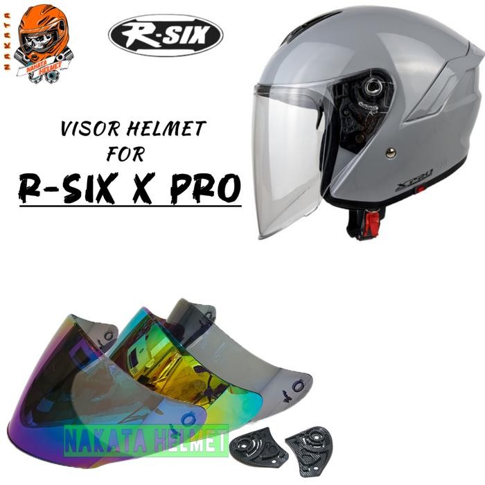 Kaca helm R-SIX X PRO flat visor helmet R SIX Xpro hitam red gold blue bening