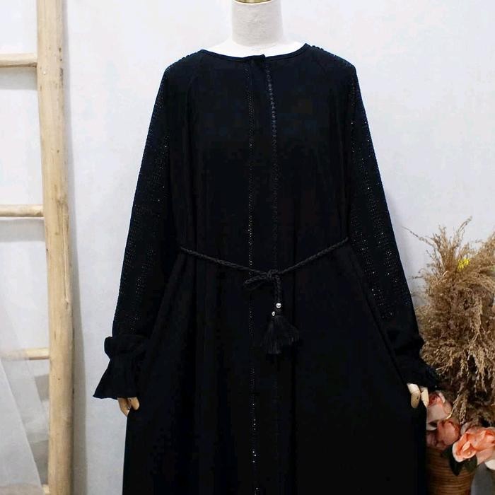 jumbo abaya gamis ermina hitam jetblack turkey umrah haji ld 130 140cm