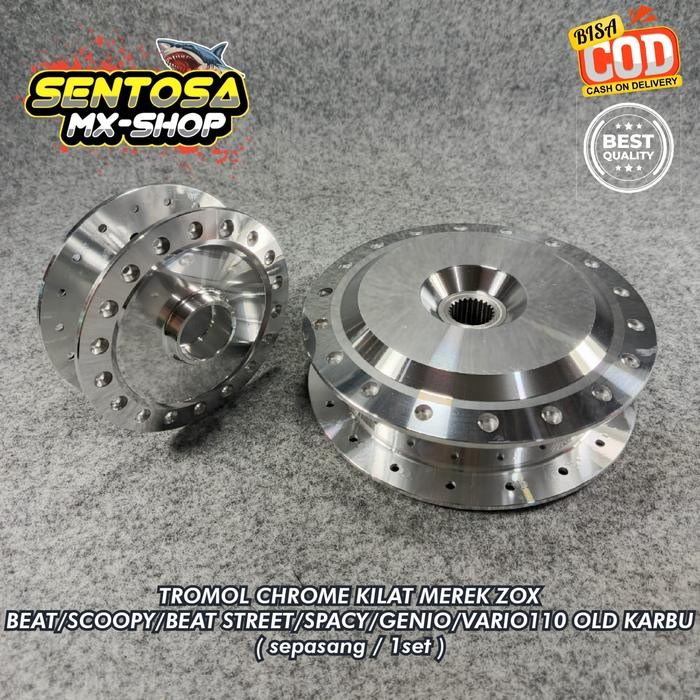 Tromol Chrome 1Set Depan & Belakang Beat Karbu Beat F1 Scoopy F1 Beat Street Vario 110 Spacy Beat