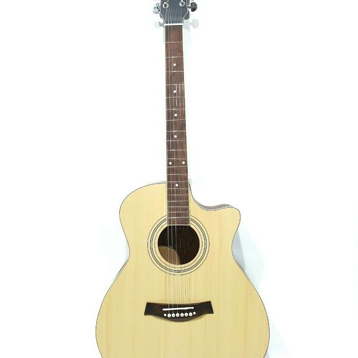 Gitar Akustik Elektrik Merk Taylor Warna Hitam Natural Equalizer Tuner