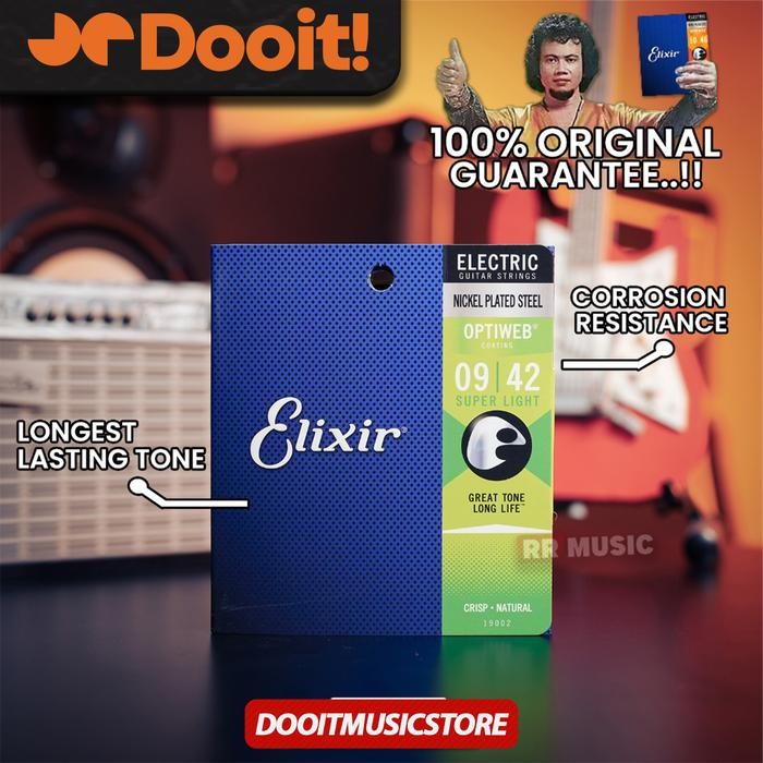 ELIXIR 19002 Optiweb Electric Guitar String Senar Gitar Elektrik COATED Original - 09-42