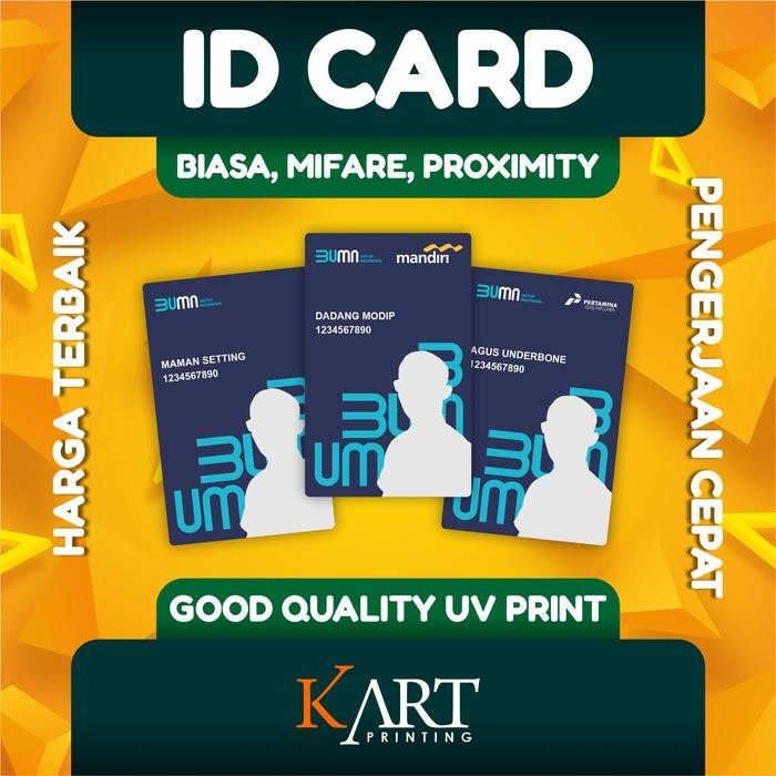 New ID CARD / MEMBER CARD PVC BIASA / RFID MIFARE CUSTOM SATUAN CETAK UV