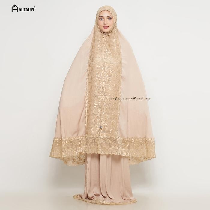 ALFAUZI - Mukena Silk Premium / Mukena Polos / Mukena Renda Cantik Mewah Atasan Bawahan Pouch Dewasa