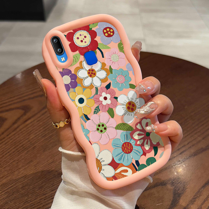 Casing Untuk VIVO Y91C Y1s Y90 Case Casing Bunga Jepang Korea pola HP Cesing lunak Silikon Softcase 