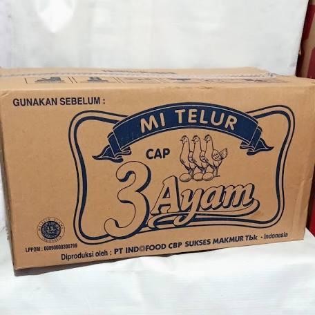 2os3- Mi Telur / Mie Telor Cap 3 Tiga Ayam 1 Dus