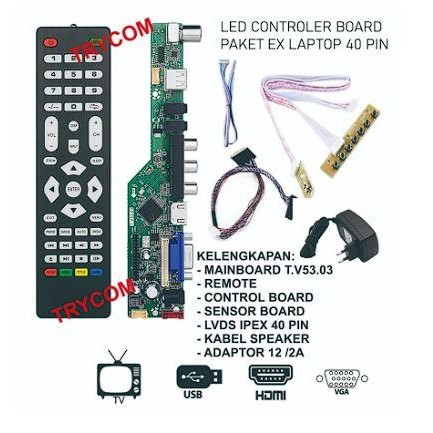 3j4e- Mainboard Tv Digital Analog Monitor Mesin Tv Universal 40 Pin