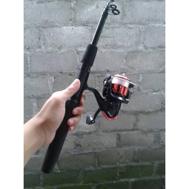 1 set alat pancing / joran + reel + senar + kail ( tegek, ril, real )