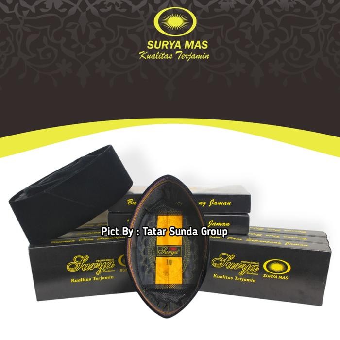 ASLI Peci Bludru Hitam Asli Halus Tebal Surya Mas Motif Muslim Kopiah Songkok READY STOCK