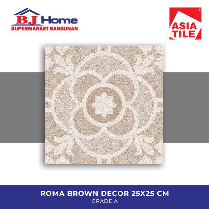 uq6l- Asia Tile Roma Brown Decor 25X25 Kw1 - Keramik Lantai
