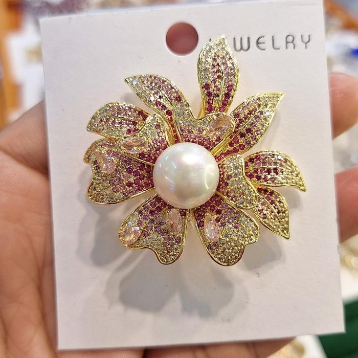 ORIGINAL bros hijab wanita bunga pink/bros premium READY STOCK