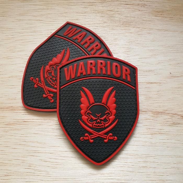 Bkb ArlC patch rubber logo tactical warrior merah - tempelan karet aksesoris velcro Ritsleting