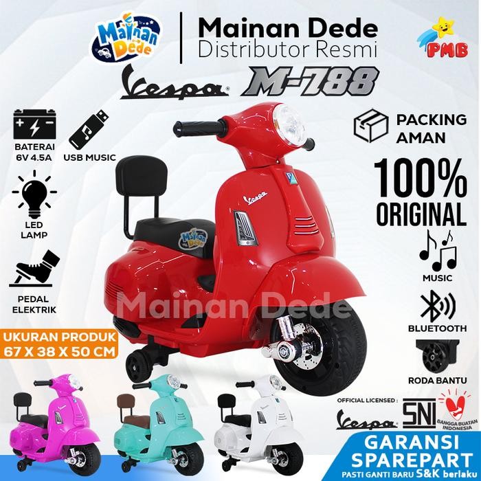 Mainan Motor Aki Anak Pmb 788 M788 M-788 / Pmb 399 Box Vespa Lisensi
