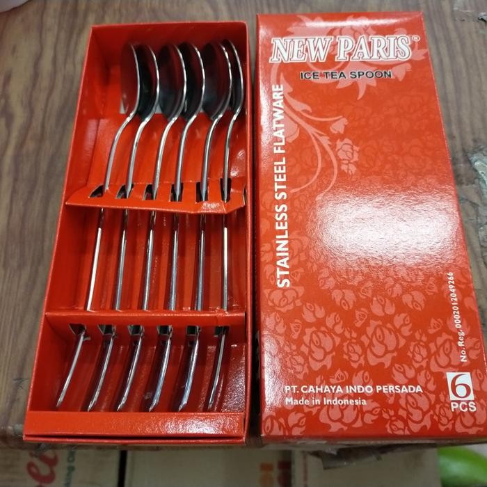NewGresTockt- Sendok Teh-Panjang -New Paris// Stainless Steel- 1 Pak Isi 6