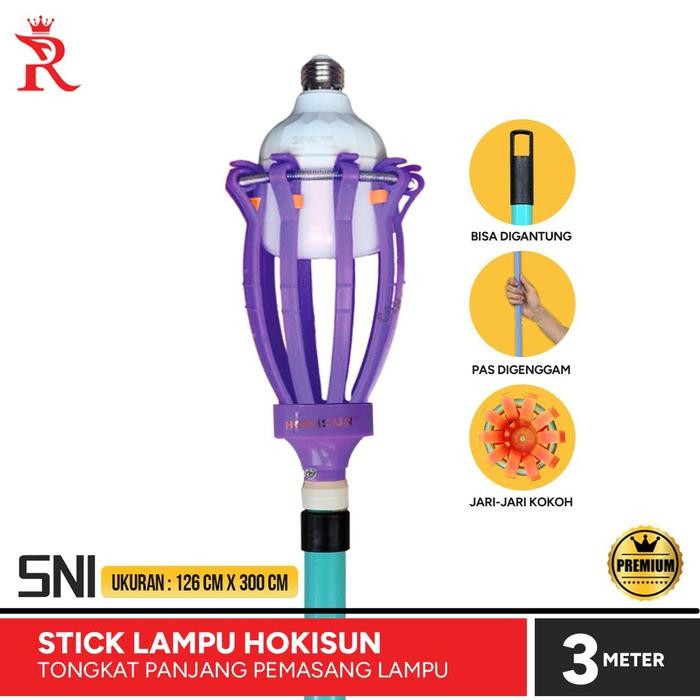 dfue- Stik Lampu 2/3 Meter Tongkat Pemasang Lampu Hokisun