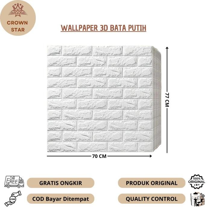 ASLI Crown Star - PROMO FOAM TEBAL 3-5MM WPAPER STICKER DINDING BRICK FOAM PUTIH FOAM PUTIH FOAM