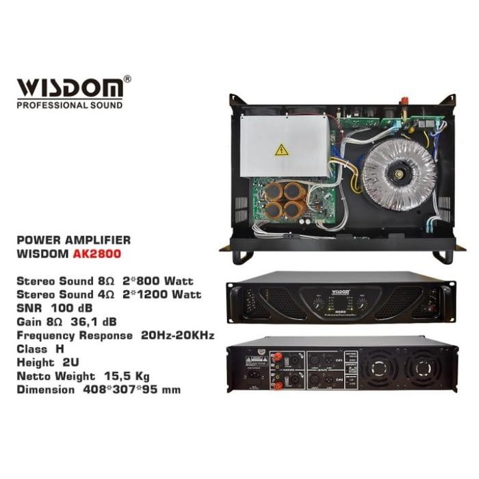 Promo Power Wisdom Ak2800 2-Channel Power Amplifier Wisdom Ak-2800/Ak 2800 Terlariss 